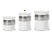 Airless plastična teglica 30mL sa providnim zatvaračem i srebrnim ukrasem Airless plastična teglica 30mL sa providnim zatvaračem i srebrnim ukrasem