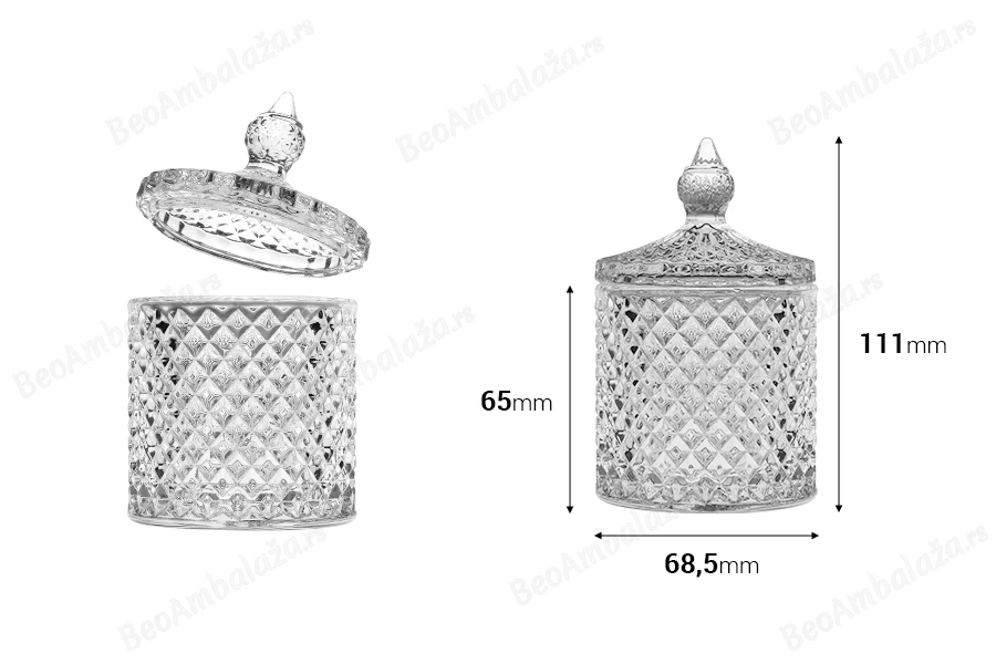 Ukrasna staklena fondanjera 68,5x111 mm sa staklenim poklopcem-dimenzije_slike