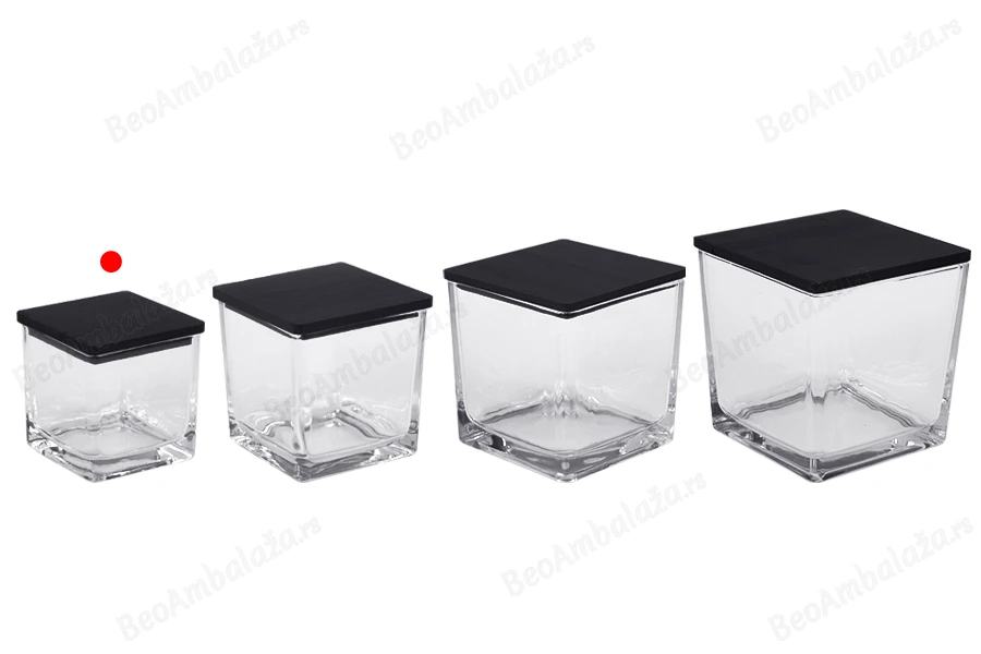 Staklena ukrasna četvrtasta tegla 130 ml 60x60x60 mm sa drvenim zatvaračem za sveće-grupa_slika
