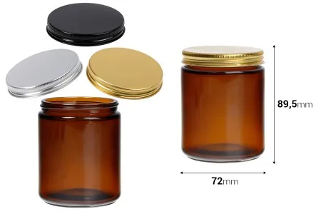 Staklena tegla 250mL u karamel boji sa aluminijumskim zatvaračem i unutrašnjom zaptivkom-3