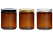 Staklena tegla 250mL u karamel boji sa aluminijumskim zatvaračem i unutrašnjom zaptivkom
