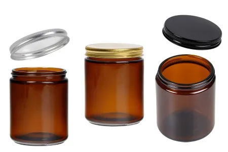 Staklena tegla 250mL u karamel boji sa aluminijumskim zatvaračem i unutrašnjom zaptivkom-1