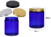 Staklena tegla 250mL u plavoj boji sa aluminijumskim zatvaračem i unutrašnjom zaptivkom-grupa_slika