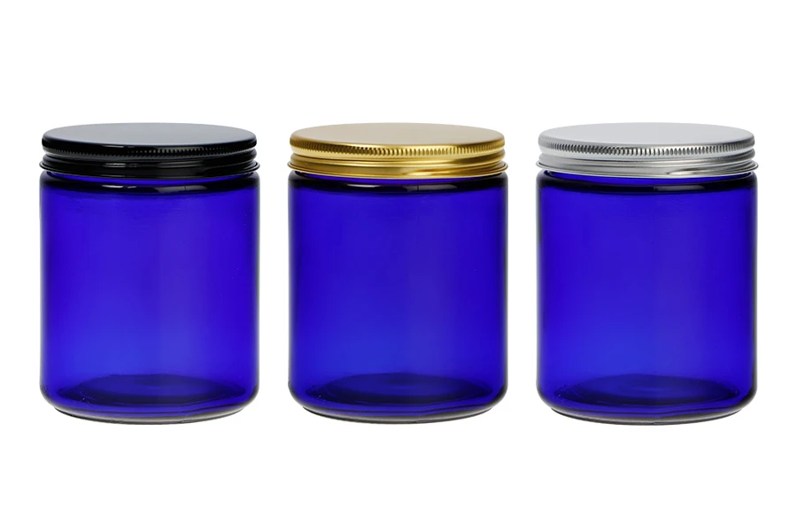 Staklena tegla 250mL u plavoj boji sa aluminijumskim zatvaračem i unutrašnjom zaptivkom-grupa_slika