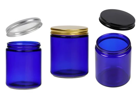Staklena tegla 250mL u plavoj boji sa aluminijumskim zatvaračem i unutrašnjom zaptivkom-1
