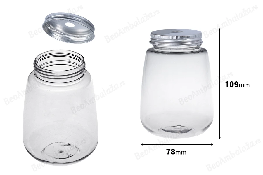 Providna plastična (PET) ambalaža 350 mL sa aluminijumskim zatvaračem (sa rupom za slamčicu) - 6 kom-dimenzije_slike