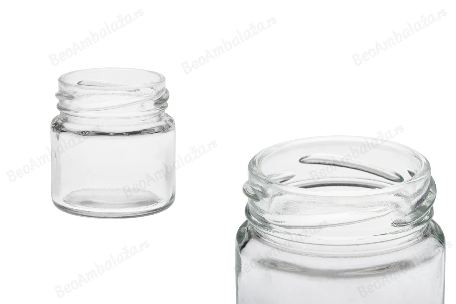 Staklena providna teglica 60mL (za zatvarač T.O 48) - bez zatvarača-slika_proizvoda