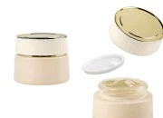 Luksuzna bež mat staklena teglica 50mL za kreme sa zatvaračem i plastičnim međupoklopcem