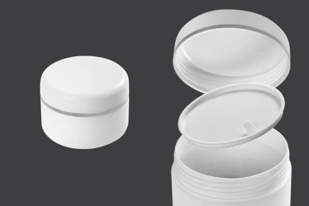 Plastična kutijica 100mL sa duplim dnom, međupoklopcem i belim zatvaračem sa srebrnom linijom - 12 kom-6
