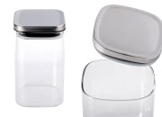 Staklena četvrtasta tegla 260mL, sa plastičnim srebrnim poklopcem i gumicom-slika_proizvoda