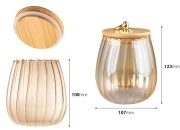 Staklena bronzana tegla 700mL, sa drvenim poklopcem, gumicom i zlatnim metalnim prstenom-dimenzije_slike