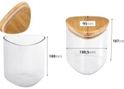 Staklena trougaona tegla 550mL, sa drvenim poklopcem i gumicom-dimenzije_slike