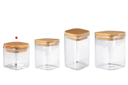 Staklena četvrtasta tegla 150mL, sa drvenim poklopcem i gumicom-3