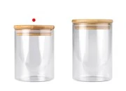 Staklena okrugla tegla 450mL, sa drvenim poklopcem i gumicom-grupa_slika