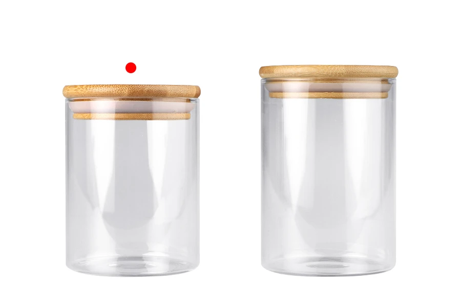 Staklena okrugla tegla 450mL, sa drvenim poklopcem i gumicom-grupa_slika