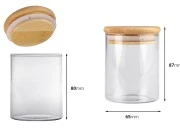 Staklena okrugla tegla 200mL, sa drvenim poklopcem i gumicom Staklena okrugla tegla 200mL, sa drvenim poklopcem i gumicom