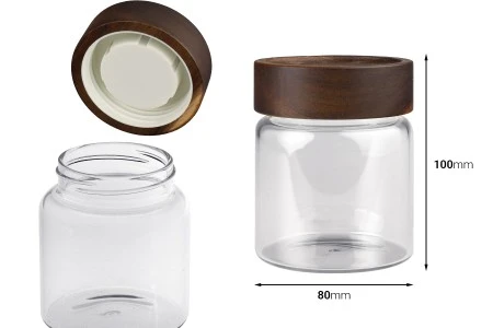 Staklena cilindrična teglica 300mL sa drvenim zatvaračem-2