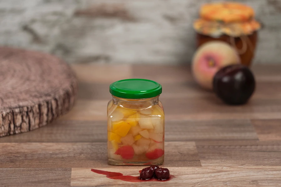 Staklena kockasta tegla za marmeladu 314mL (za T.O. 63 zatvarač) - bez zatvarača-