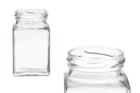 Staklena kockasta tegla 260mL, za med, slatko (za T.O.58 zatvarač) - bez zatvarača-1