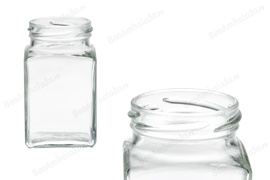 Staklena kockasta tegla 260mL, za med, slatko (za T.O.58 zatvarač) - bez zatvarača-slika_proizvoda