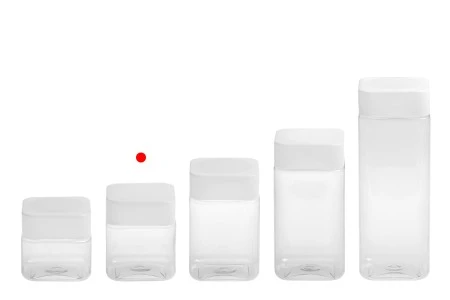 Plastična (PET) kockasta tegla za soli za kupanje 280mL, sa belim zatvaračem i zaptivkom na indukciono lepljenje-7
