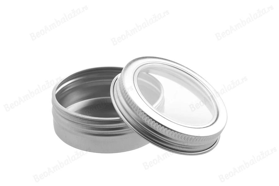 Aluminijumska kutijica 30mL sa prozorom na poklopcu - 12 kom-dimenzije_slike