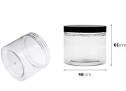 Plastična PET kutija 550mL za soli za kupanje, sa crnim zatvaračem Plastična PET kutija 550mL za soli za kupanje, sa crnim zatvaračem