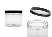 Plastična PET kutija 550mL za soli za kupanje, sa crnim zatvaračem Plastična PET kutija 550mL za soli za kupanje, sa crnim zatvaračem