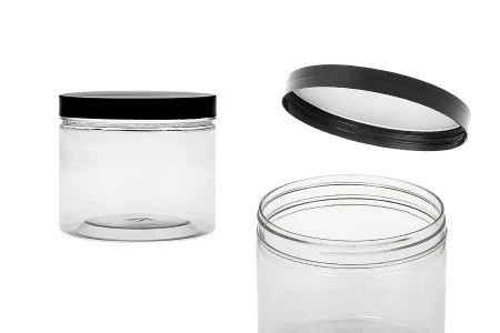 Plastična PET kutija 550mL za soli za kupanje, sa crnim zatvaračem-1