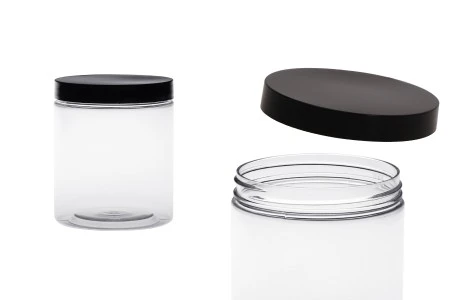 Plastična PET kutija 500mL za soli za kupanje, sa crnim zatvaračem 83x100 mm-1