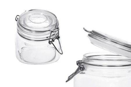 Staklena okrugla teglica 500mL sa staklenim poklopcem sa hermetičkim zatvaranjem (žicom i gumicom na poklopcu)-4