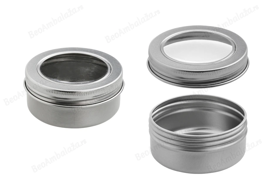 Aluminijumska kutijica 50mL sa prozorom na poklopcu - 12 kom-slika_proizvoda