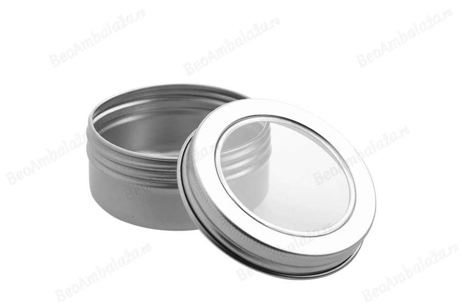 Aluminijumska kutijica 50mL sa prozorom na poklopcu - 12 kom-dimenzije_slike