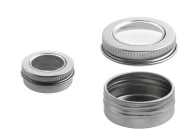 Aluminijumska srebrna kutijica 15mL sa prozorom na zatvaraču - 12 kom
