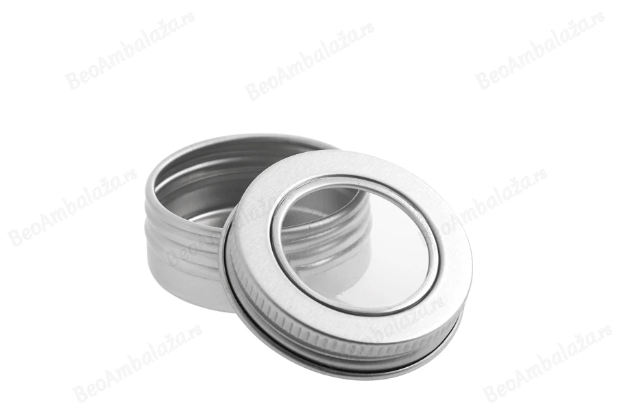 Aluminijumska srebrna kutijica 15mL sa prozorom na zatvaraču - 12 kom-dimenzije_slike