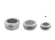 Aluminijumska srebrna kutijica 15mL sa prozorom na zatvaraču - 12 kom