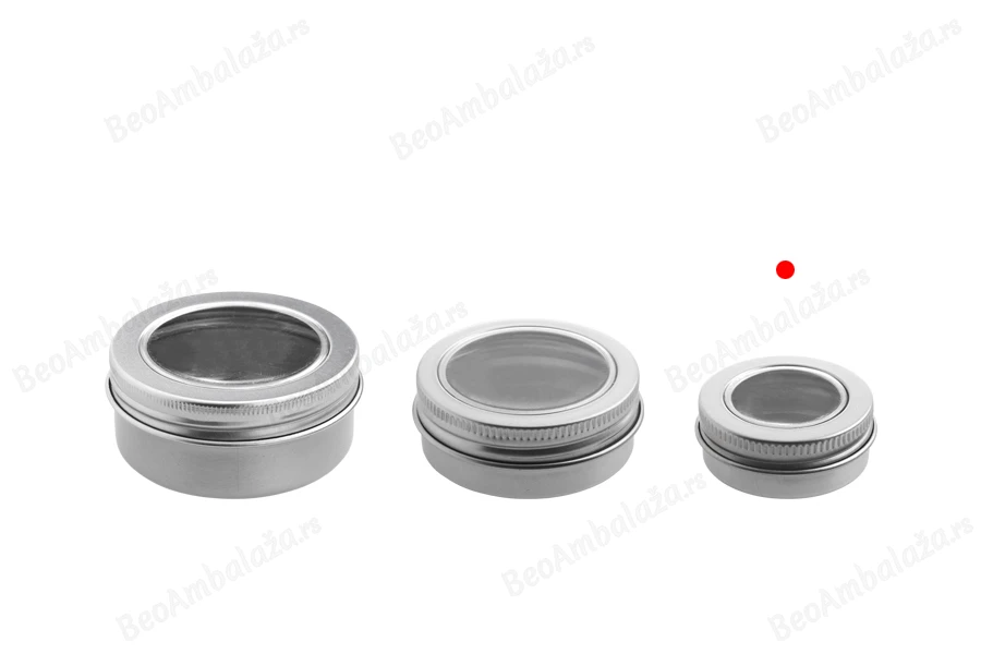 Aluminijumska srebrna kutijica 15mL sa prozorom na zatvaraču - 12 kom-grupa_slika
