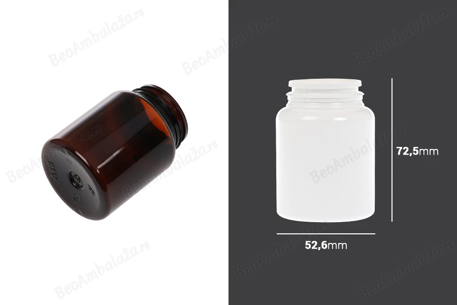 Plastična PET kutijica 100mL za lekove ili kapsule, bez zatvarača - 12 kom-dimenzije_slike