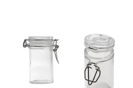 Staklena okrugla teglica 60mL, sa staklenim poklopcem sa hermetičkim zatvaranjem (žicom i gumicom)-1