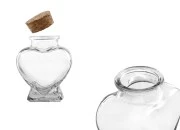 Staklena teglica u obliku srca 75mL, sa plutanim čepom Staklena teglica u obliku srca 75mL, sa plutanim čepom