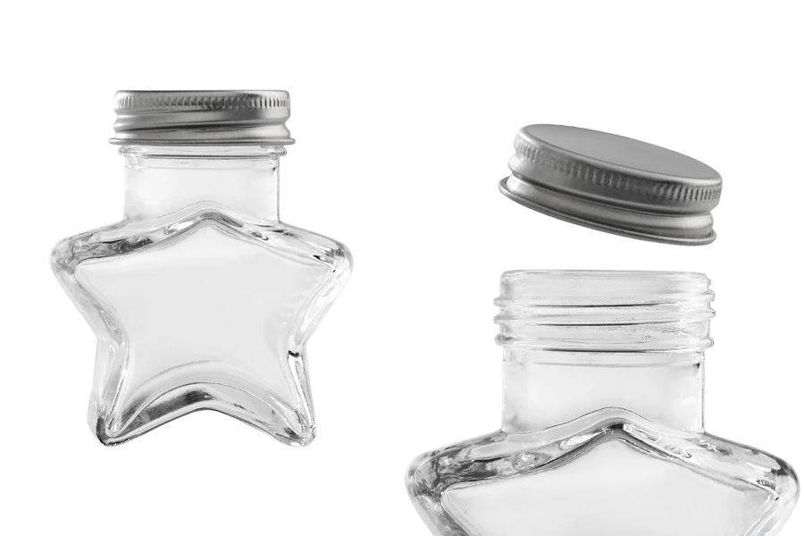 Staklena teglica 60mL u obliku zvezde sa aluminijumskim zatvaračem sa zaptivkom, u srebrnoj boji-slika_proizvoda