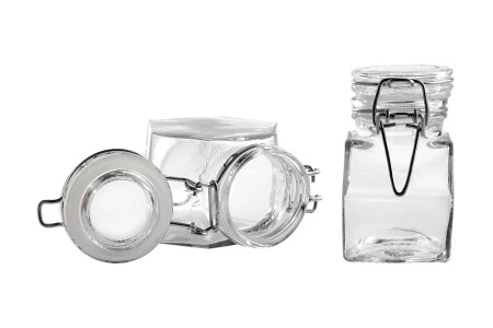 Staklena višeugaona teglica 100mL, sa hermetičkim zatvaranjem (žicom i gumicom na poklopcu)-3