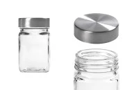 Staklena kockasta teglica 270mL sa srebrnim zatvaračem-slika_proizvoda