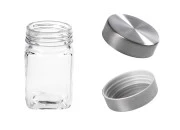 Staklena kockasta teglica 270mL sa srebrnim zatvaračem-dimenzije_slike