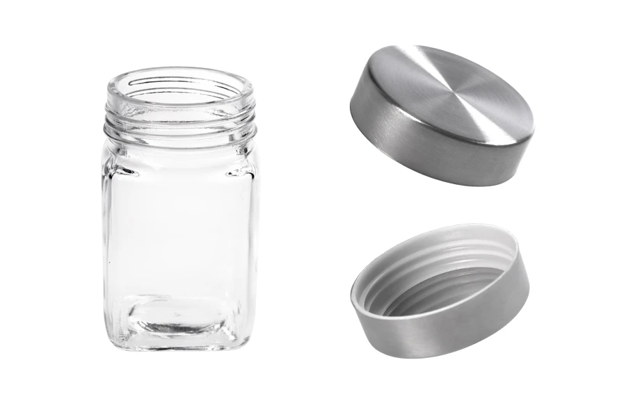 Staklena kockasta teglica 270mL sa srebrnim zatvaračem-dimenzije_slike