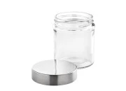Staklena teglica 300mL okrugla sa srebrnim zatvaračem-dimenzije_slike