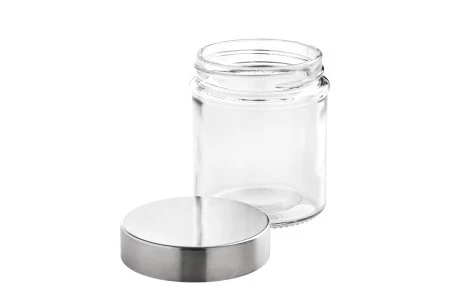 Staklena teglica 300mL okrugla sa srebrnim zatvaračem-2