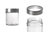Staklena okrugla teglica 300mL sa srebrno - providnim zatvaračem-slika_proizvoda