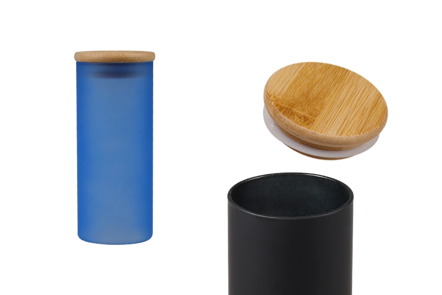 Staklena okrugla teglica 65x150mm, sa drvenim poklopcem sa sigurnosnom gumicom, u više MAT boja Staklena okrugla teglica 65x150mm, sa drvenim poklopcem sa sigurnosnom gumicom, u više MAT boja