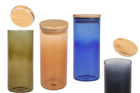 Staklena okrugla teglica 400mL, sa drvenim poklopcem sa sigurnosnom gumicom-1